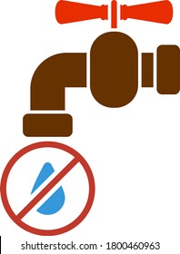Water Faucet With Dropping Water Icon. Flat Color Design. Vector Illustration.