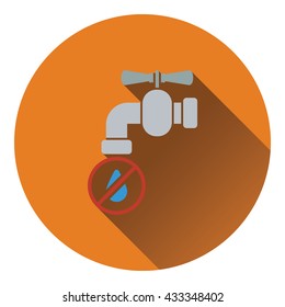 Water faucet with dropping water icon. Flat design. Vector illustration.