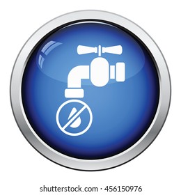 Water faucet with dropping water icon. Glossy button design. Vector illustration.