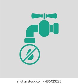 Water faucet with dropping water icon. Gray background with green. Vector illustration.