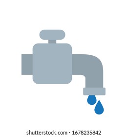 water faucet and drops icon over white background, flat style, vector illustration