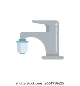 Water faucet with filter is filtering tap water making it clean and drinkable