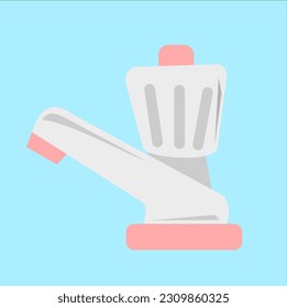 water faucet flat vector. faucet vector. Blue background 