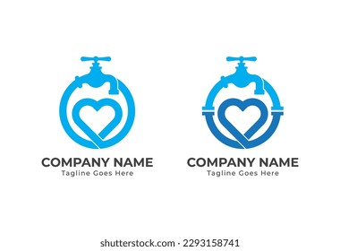 Water Faucet Heart Love Plumbing Logo Concept sign icon symbol Design Element. Repair, Plumber, Tap, Plumbing Service Logotype. Vector illustration template