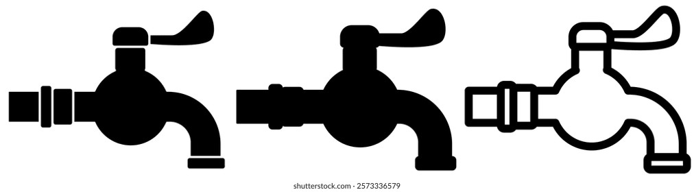 water faucet icon, simple flat style, logo sign symbol vector illustration pictogram, isolated on white for mobile app