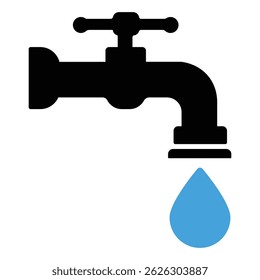 Water Faucet Icon. Water Faucet vector, Plumbing, Leak, Drip, Sink, Pipe vector icon. Water Faucet for graphic and web design. vector illustration.