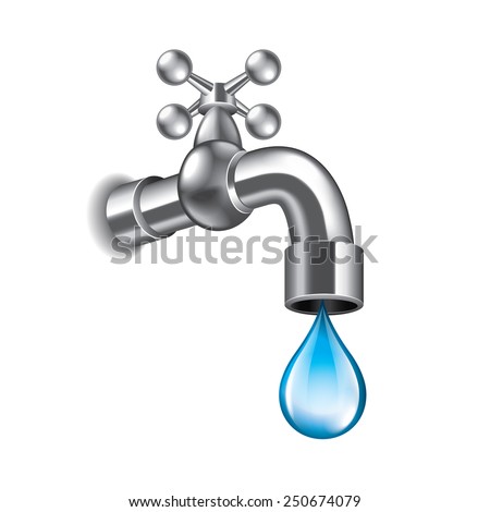 Water faucet isolated on white photo-realistic vector illustration