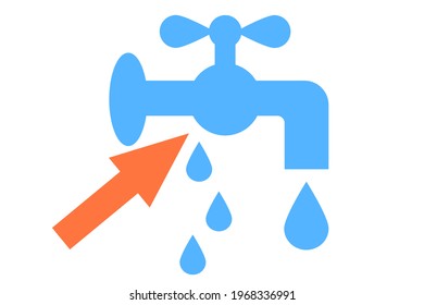 The water faucet is leaking. Vector illustration.