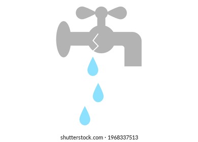 The water faucet is leaking. Vector illustration.