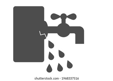The water faucet is leaking. Vector illustration.