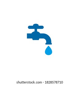 Water faucet plumbing logo design vector template
