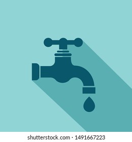 Water faucet with shadow icon vector