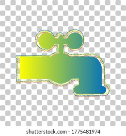 Water faucet sign illustration. Blue to green gradient Icon with Four Roughen Contours on stylish transparent Background. Illustration.