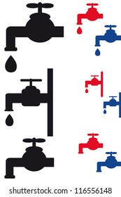 Water Faucet. Tap with drop of water on a white background isolated.