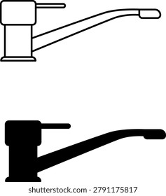 Water Faucet types vector icons set. Outdoor water faucets, kitchen water faucet, water tap illustration.