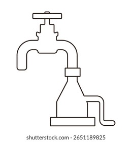 Water faucet with unique design and modern lines displayed in minimalist outline style