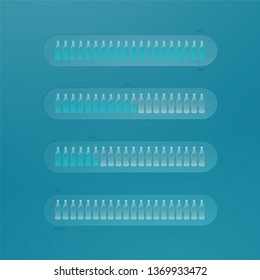 Water fill indicator. Ecological problem of drought. Element for fitness gadget showing the amount of fluid. Vector progress bar