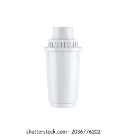 Water Filter Cartridge For Filtering Drink Vector. Blank Cartridge For Purification And Cleaning Natural Aqua Liquid. Tool For Preparing Health Care Fresh Beverage Template Realistic 3d Illustration