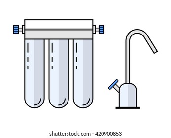 Water Filter. Flat Color Icon And Object. Vector Illustration