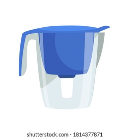 Water filter at home. Filtration and purification system. Clean, safe, fresh and pure drink. Aqua filtering object vector illustration. Empty isolated container on white background.
