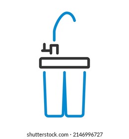 Icono de filtro de agua. Diseño de contorno negrita con ancho de trazo editable. Ilustración vectorial.