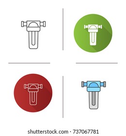 Water filter icon. Flat design, linear and color styles. Isolated vector illustrations