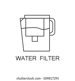 Water filter icon. High quality outline element on the topic of Water filter . Vector black symbol for design of website, mobile app, infographics, presentation, company's visit card, logo.