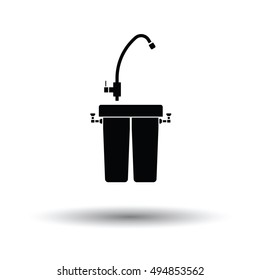 Water filter icon. White background with shadow design. Vector illustration.