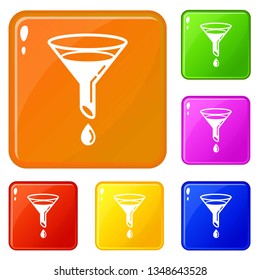 Water filter icons set collection vector 6 color isolated on white background