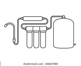 Water filter isolated icon. Black and white. vector illustration.