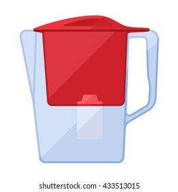 Water filter jar purifier flat icon with cartridge