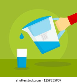 Water filter jug concept background. Flat illustration of water filter jug vector concept background for web design