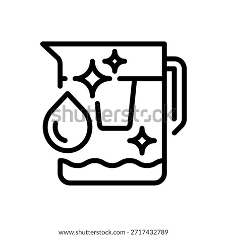 Water Filter Jug Line Icon, Outline Symbol for Purification, Clean, Kitchen, Filtration, and Healthy Living. Vector Sign Icon.