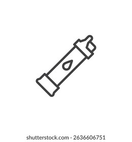 Water Filter line icon. linear style sign for mobile concept and web design. Portable water purification outline vector icon. Symbol, logo illustration. Vector graphics