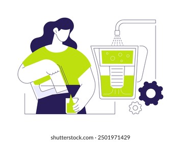 Water filter pitcher abstract concept vector illustration. Woman holding water filter pitcher, ecology environment industry, liquid purification system, health care abstract metaphor.