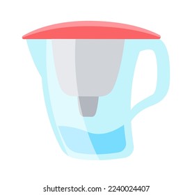 Water filter pitcher and dispenser Filtering. Vector illustration