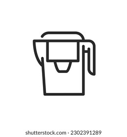 Icono del lanzador filtro de agua. Esquema Signo de vector modificable Tratamiento del agua en el hogar, hidratación y purificación