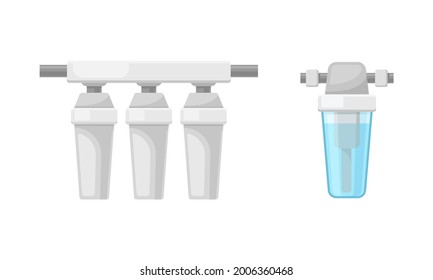 Water Filter or Water Purifier for Making Liquid Accessible for Drinking Vector Set