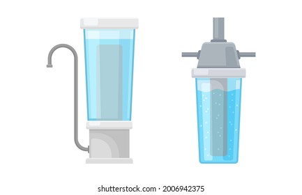 Water Filter or Water Purifier for Making Liquid Accessible for Drinking Vector Set