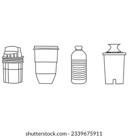 Water Filter Replacement design Cartridge Icon Vector Outline Editable Sign of a Spare Part for a Water Purification Pitcher