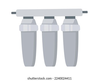 Kit de filtro de agua con icono plano del sistema de filtro de agua. Ilustración del vector