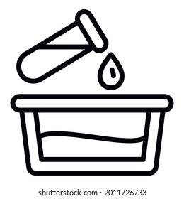 Icono de caída del tubo de prueba del filtro de agua. Símbolo de prueba de filtro de agua de contorno icono vector de caída para diseño web aislado en fondo blanco