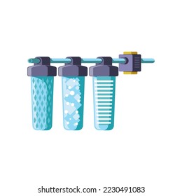 Water filters for purification process illustration. Water filters. Filtration, technology, industry concept