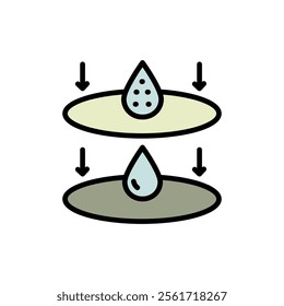 Water filtration color icon. Rain drops, H2O molecule, purification filter, pure aqua vector illustration. Flat pictogram for drink. Simple vector Isolated on white background.