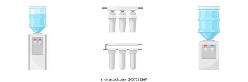 Water Filtration with Home Systems and Facility Vector Set