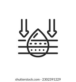 Water Filtration Process Icon. Vector Illustration of a Water Drop Going Through Filtration Layers with Direction Arrows.