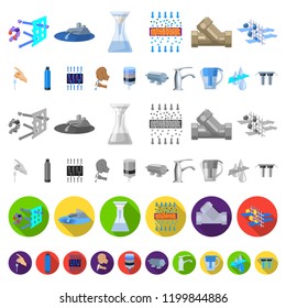 Water filtration system cartoon icons in set collection for design. Cleaning equipment vector symbol stock web illustration.