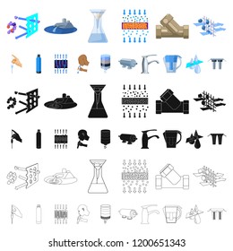 Water filtration system cartoon icons in set collection for design. Cleaning equipment vector symbol stock web illustration.