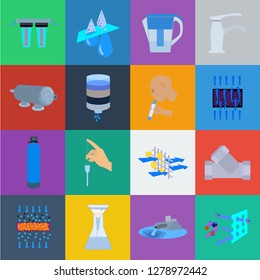 Water filtration system cartoon icons in set collection for design. Cleaning equipment vector symbol stock web illustration.