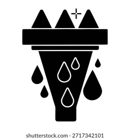 Water Filtration System Process in Black and White Graphic Representation Isolated